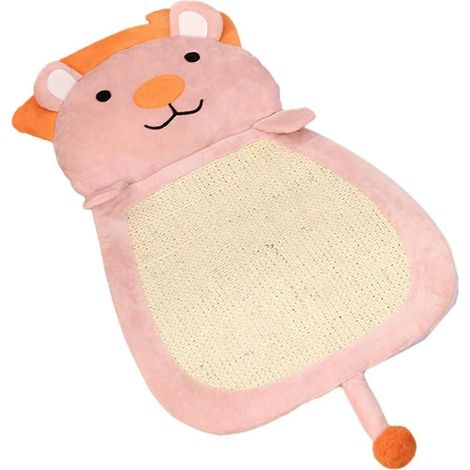 Griffoir en sisal pour chat, tapis à griffer durable, coussin interactif suspendu pour animaux de compagnie, lit-griffoir pour chats d'intérieur.-Pink Color Lion