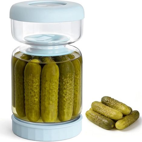 récipient hermétique en Sablier Pot Séparateur de Jus protégé 1L Bocal à cornichons en verre avec (1/5)