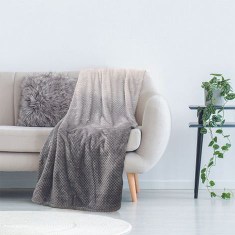 Plaid nid d'abeille 150x200 cm en tissu gris