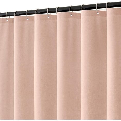 Rideau de Douche en Lin texturé 120x200 cm Rose, Hôtel de Luxe Lourd Rideau de Douche imperméable, Anti-moisissure Tissu Lavable Rideaux de Bain pour Salle de Bain avec 8 Anneaux (1/5)