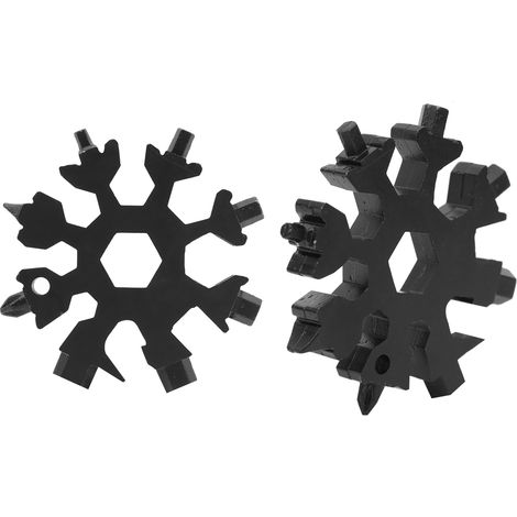 2 tournevis multifonctions 18 en 1 en forme de flocon de neige, clé portable, outils d'extérieur (noir) (1/5)