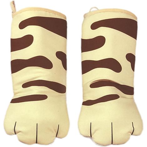 Gants de cuisine longs en coton avec motif pattes de chat 3D, résistants à la chaleur et antidérapants, pour la cuisson au micro-ondes (1 pièce). (1/5)