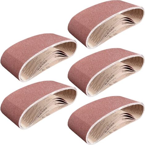 Lot de 25 bandes abrasives en tissu 100 x 610 mm pour ponceuse à bande Mix Grain K40/60/80/120/180 (1/5)