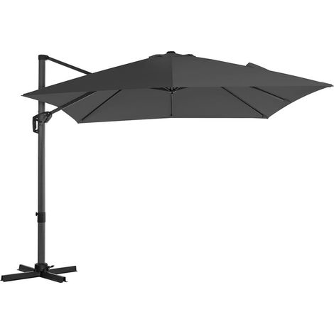 Parasol décentré de jardin 3 x 3 m ombrelle de terrasse toile carrée protection solaire upf 50+ rotatif 360° inclinaison réglable avec manivelle et socle gris (1/3)