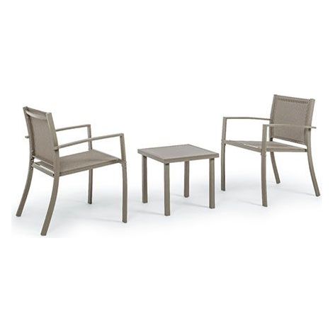 Set per Esterno Bizzotto Auri in Acciaio e Vetro Tortora 3PZ - 0662991 (1/8)