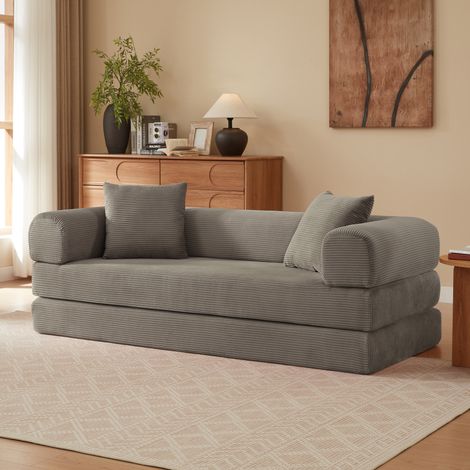 1-Sitzer Schlafsofa, klappbares Bodensofa aus Samt in Taupe 195 x 89 x 59 cm OKMYHOME (1/5)