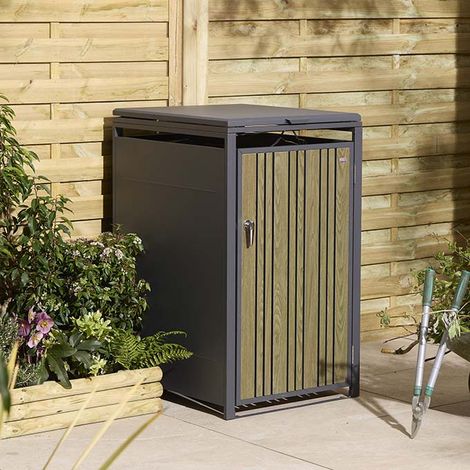 Rowlinson Wimbledon Single Metal Bin Store - Oak