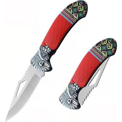 Klappmesser Rot Edelstahl für Camping, Wandern, Outdoor, Geschenk für Männer