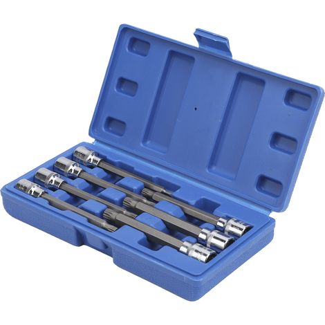 Jeu de 7 douilles extra longues à cannelures M4-M10, entraînement carré 3/8", avec coffret à outils pour la réparation automobile (1/5)