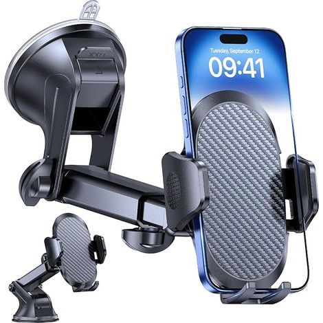Support Téléphone Voiture [2025 Ventouse Puissante] Porte Telephone Voiture Tableau de Bord, Rotation 360° Portable Ventouse pour iPhone Compatible avec 4-7.2" Smartphone (1/4)