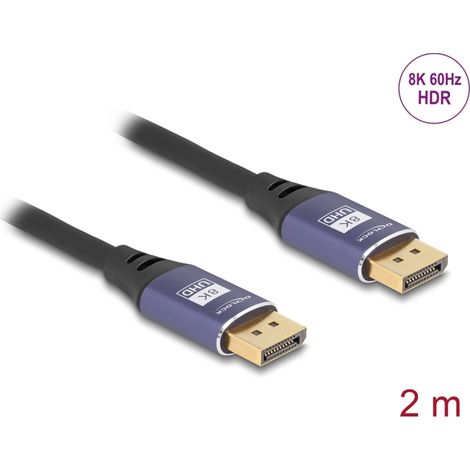 Delock Cable DisplayPort 8K 60 Hz 2 m metal lila