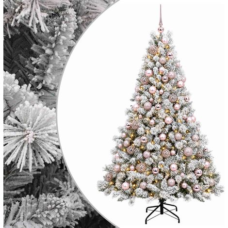 Sapin de Noël Artificiel avec Boules et Guirlande 300 LED Blanc Chaud Vert et Blanc 180 cm, 11.51kg (1/5)