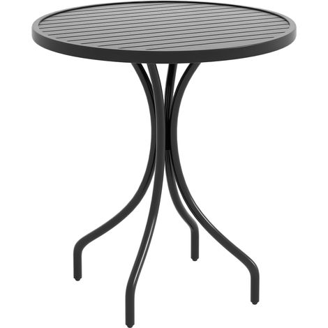 Table de bistrot - table de jardin extérieur - Outsunny - ronde, plateau à lattes, terrasse, balcon - acier - 66x66x71,5cm - noir (1/5)