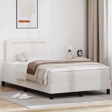 vidaXL Letto a molle con testiera Bianco 120 x 190 cm Pelle sintetica (1/5)