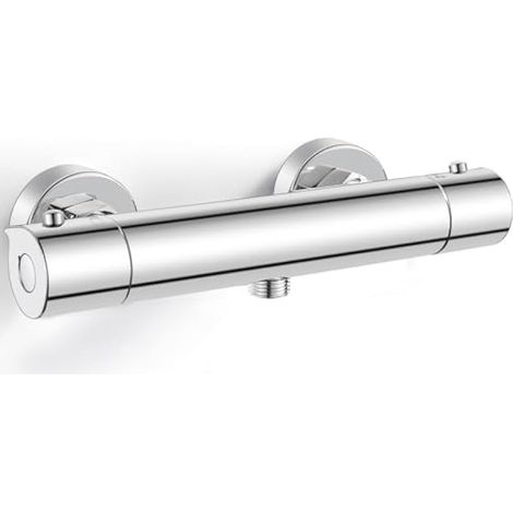 Mitigeur Thermostatique Robinet Douche, Thermostatique de Douche Murale avec Serrure Sécurité 38 ℃ Mitigeur pour Douche, Laiton, Chromé (1/5)
