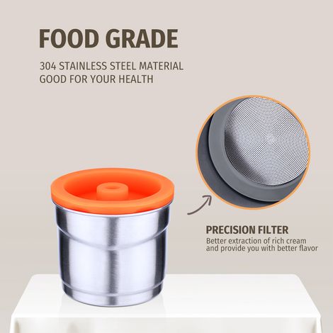 Capsules de café rechargeables en acier inoxydable, capsules expresso, compatibles avec les machines à café. (1/5)