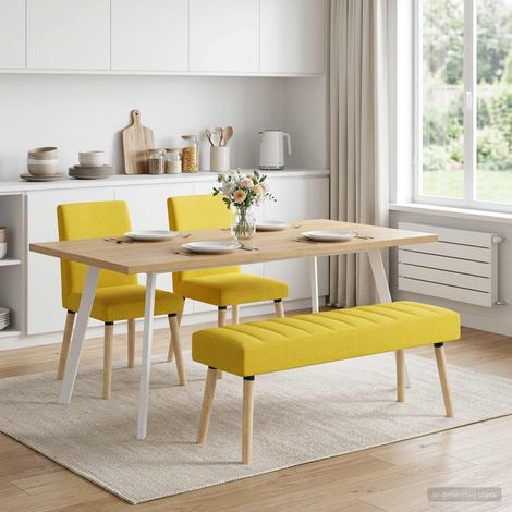 Panchina trapuntata a canale Giallo Chiaro 110 x 40 x 46 cm vidaXL