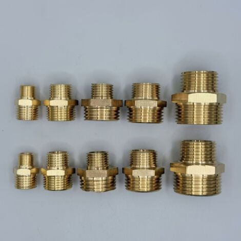 Lot de 10 Raccords en Laiton à Double Filetage Externe – Raccords de Tuyauterie Métalliques Compatibles Normes Européennes et Américaines (1/4)