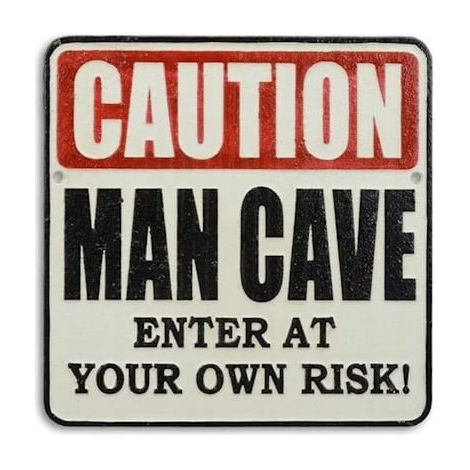 Plaque en fonte Caution Man Cave Retro New 24,5x24,5cm