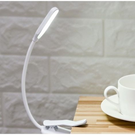 Lampe De Lecture À Clip - 7 LED - USB Rechargeable - Pour Livres Et Tablettes - 12 H Autonomie - Blanc (1/3)