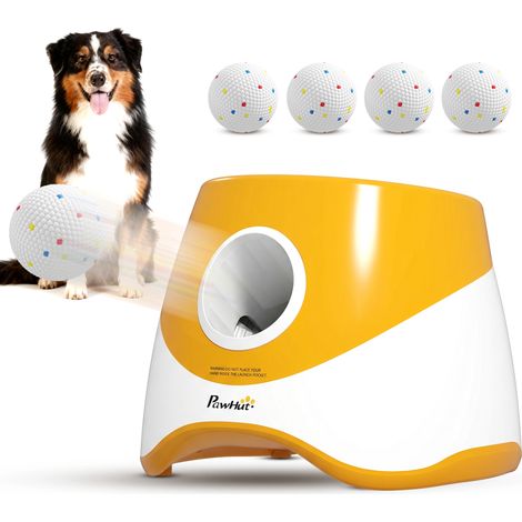 PawHut Automatic Dog Ball Launcher with 5 ETPU Balls, Orange (1/5)