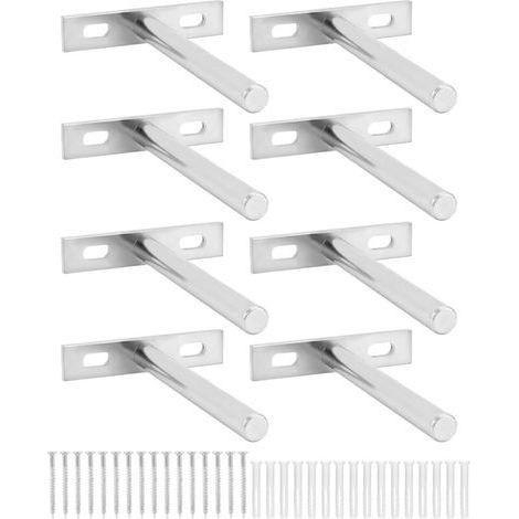 8 Pièces Supports d'étagère Flottants 5 Pouces Support Etagere Invisible, Fixation Invisible étagère Tablette Flottante Support pour le mur Mural étagère Murale Argent (1/5)