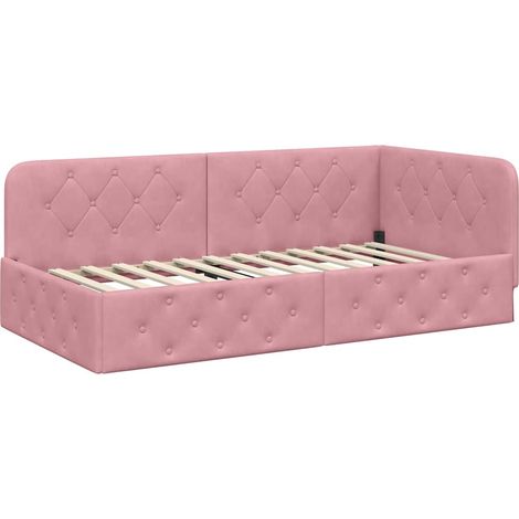 Cornice del letto ad angolo Rosa 100 x 200 cm Velluto vidaXL (1/5)