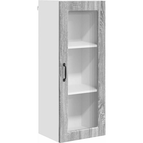 Maison Exclusive - Mobile in vetro da parete PORTO Grigio Sonoma 40 x 31 x 100 cm (1/5)