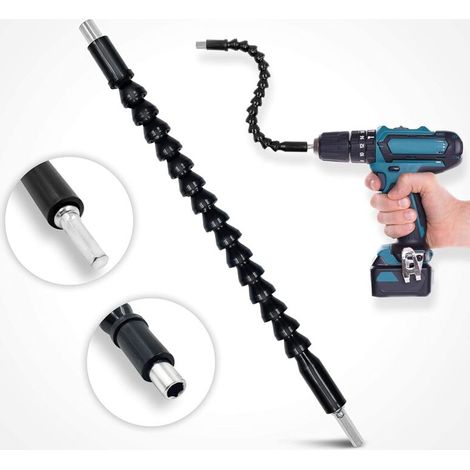 Flexible electric drill driver and screwdriver - Magnetic 360° cardan extension 295mm with chuck tip for 90° angle return (1/5)