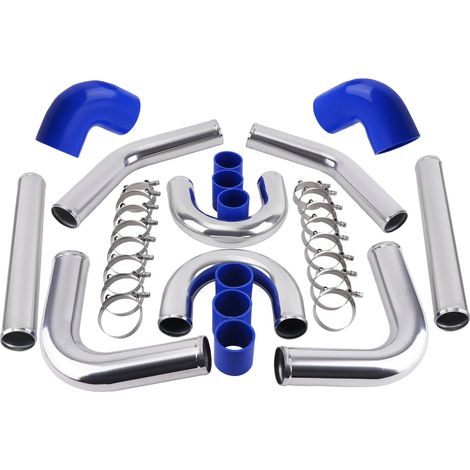 Intercooler Rohr Kit, 2,5" Durchmesser, 8 Silikonschläuche, 6061 Aluminium, 51 cm Länge, Universelle Passform (1/5)