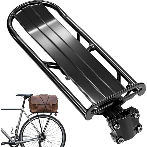 Porte-bagages universel pour VTT, vélo de montagne, route et électrique, rétractable, noir, jusqu'à 10 kg, montage siège arrière, aluminium (1/5)