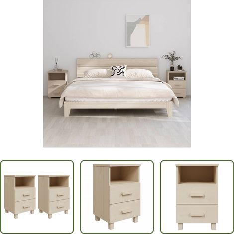 vidaXL Nachttisch mit Schubladen - Nachttische HAMAR 2 Stk. Honigbraun 40x35x62 cm Massivholz (1/5)