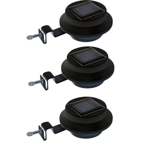 Lot de 3 lampes solaires LED pour clôture et gouttière, support incliné de fixation rapide, éclairage automatique jardin (1/4)