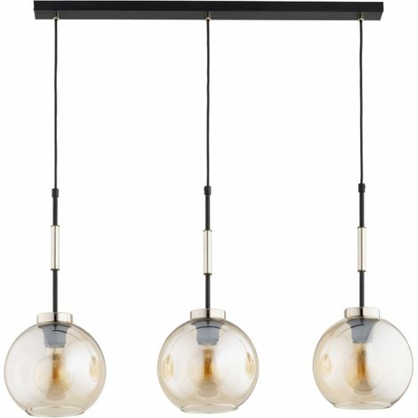 Suspension décorative 3 lumières noire et dorée en verre, E27, 15 W, 75 cm VERONE Alfa (1/2)