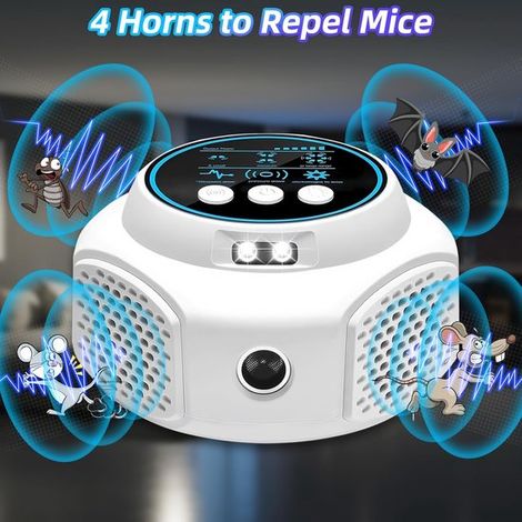 Ultraschall Mäusevertreiber mit Beleuchtung, 360° Mäusevertreiber für den Heimgebrauch, Ultraschall Mäusevertreiber zur Bekämpfung von Ratten, Am (1/5)
