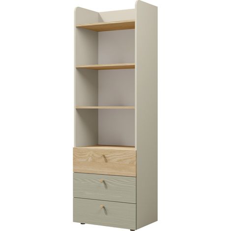 Étagère Domcali 104, Gris + Chêne, Ouvert, Avec tiroirs, Stratifié, Le nombre de portes: 0, Nombre de tiroirs: 0, 185x60x40cm (1/3)