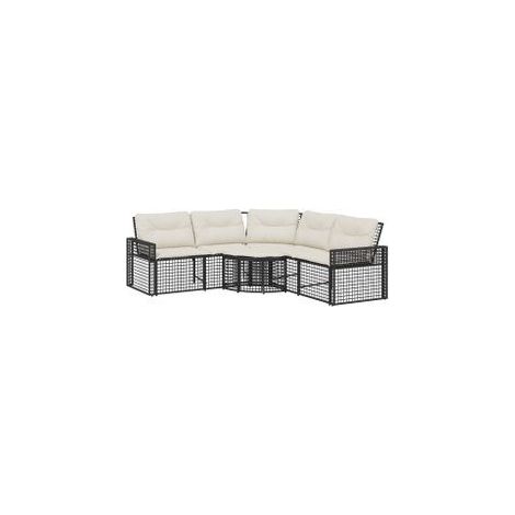 Canapé de jardin et coussins et repose-pied en forme de L rotin (1/5)