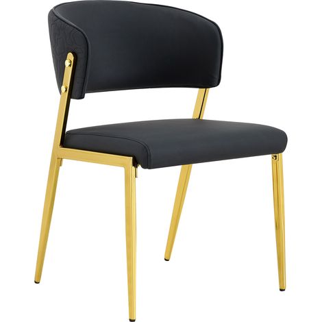 Set de 2 sillas de comedor modernas negras con estructura metálica y asiento tapizado (1/5)