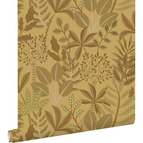 papier peint feuilles jaune foncé - ESTAhome (1/5)