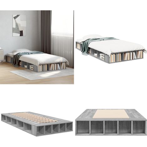 Bettgestell Grau Sonoma 75x190 cm Holzwerkstoff - Holzbettwäsche - Bettsofa - Singlebett - Doppelbett - Boxspringbett - Home & Living (1/5)