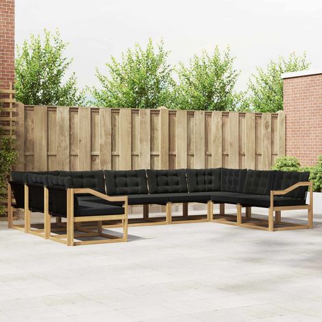 vidaXL Ensemble de canapés d'extérieur 9 pcs Blanc et noir (1/5)