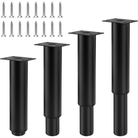 4 Pièces Pieds de Meubles Réglables Hauteur Réglable 18-32 cm Pieds d'Armoire en Métal Noir avec Vis Pieds Réglables pour Canapés, Armoires et Tables (1/5)
