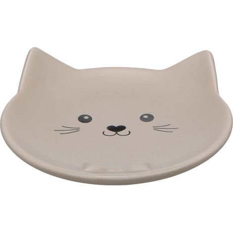 Gamelle plat rond en céramique pour chat Anti-Stress taupe 100 ml (1/5)