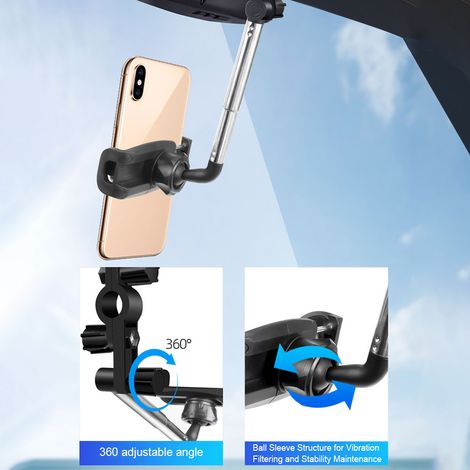 Support Téléphone Rétroviseur 360° Lot de 2, Fixation Universelle pour Rétroviseur, Rotatif à 360°, Porte-Smartphone Voiture (1/5)