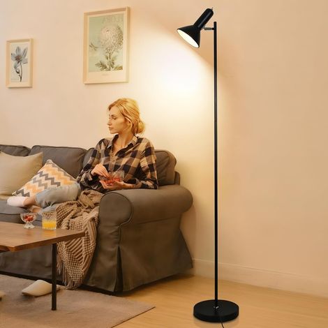 Lámpara de Pie Vintage Industrial Negro – Lámpara de Salón Estilo Retro con Pantalla Orientable, Casquillo E27 Máx. 60W, Altura 161 cm, Base de Metal para Oficina y Dormitorio (Bombilla no incluida) (1/5)