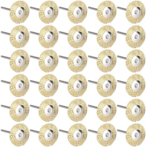 BUNTHAUS (Fil de Laiton)30 pièces Roue de Brosse en Fil d'acier Mini Brosse métallique Roue Tasse brosses de Roue de Polissage pour Polissage Nettoyage Rouille Corrosion Peinture (1/5)