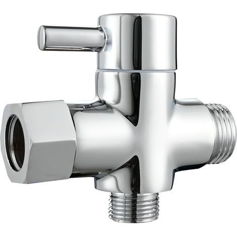 Robinet WC 3 Voies en Laiton Valve Inverseur de Douche 3/8" pour Toilette, Chromé, DSF007F (1/5)