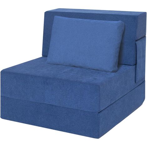 4-in-1 Schlafsofa & Sessel, faltbar, mit Kissen, Cord-Bezug, blau (1/5)