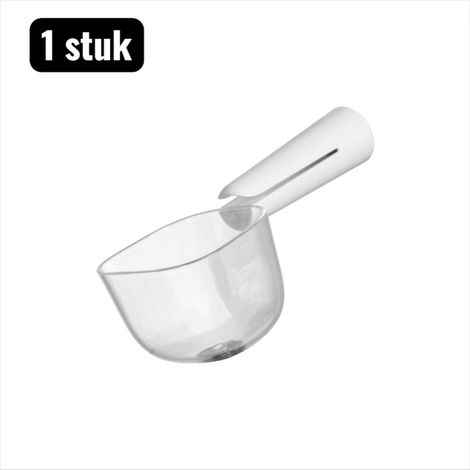 Doseur pour aliments pour chiens et chats avec graduations en grammes et en tasses couleur blanche (1/5)