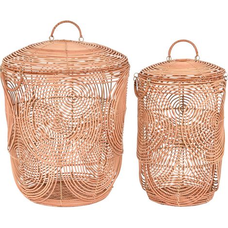 Panier en rotin tressé léger et durable pour déco - Marron miel (1/3)